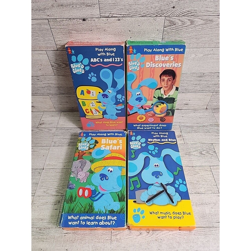 Vintage Blue's Clues Orange VHS Bundle Lot 4 Tapes Nickelodeon Nick Jr Kids RARE